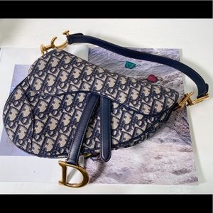 CHRISTIAN DIOR Oblique Saddle Bag Blue
